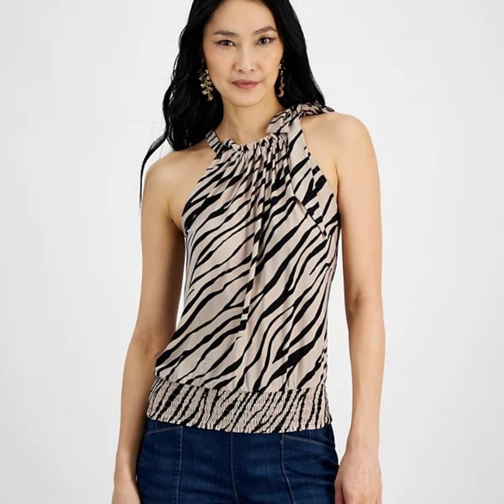 NWT INC Printed Halter Top Zebra Print XL